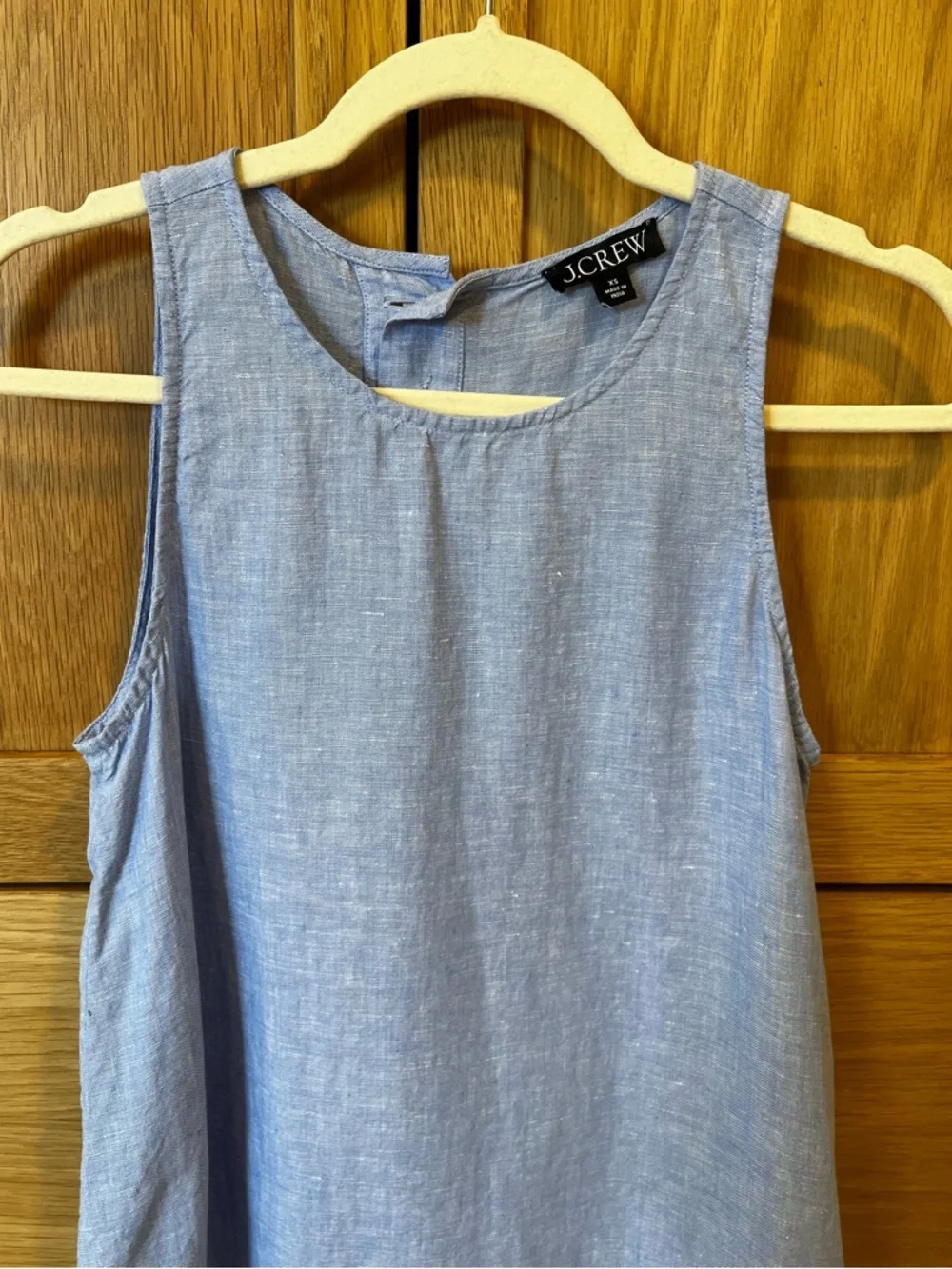 J. Crew Linen Mini Dress French Blue Size XS Coastal Preppy Beach Classic - Picture 3 of 6